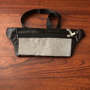 Black and rhinestone Fannie pack